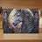 Stained glass-style horse head artwork on a cutting board.