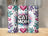 Three tumblers with "Cat Mom" text, paw prints, and hearts.