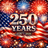 American flag with "250 YEARS 1776 - 2026" and fireworks.