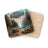 Coaster with forest, tent, and butterflies; "Let's Escape Reality And Go Camping" text.
