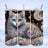 Ornate celestial cat with moon and stars on a sublimation tumbler.