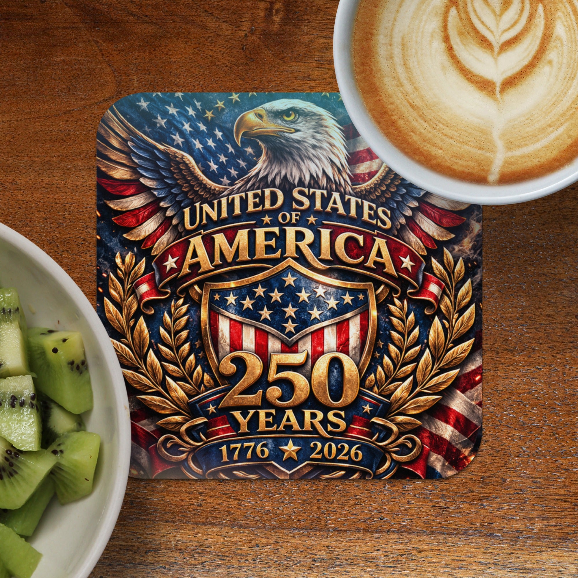 United States of America 250 years 1776-2026 coaster with eagle.