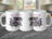 Three white mugs featuring a Sagittarius skeleton archer design with astrological dates.