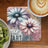 Two watercolor daisies with "Just Tart" text, next to kiwi fruit and coffee.