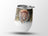White tumbler with lion headdress design and gold accents.