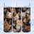 Collage of fluffy cats with different fur colors and patterns, against a snowy landscape.