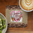 Heart with Jesus fills my cup design on coffee bean background with coffee and kiwi.