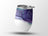 White tumbler with purple and teal marbled design and silver lid.