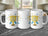 Three white mugs displayed, each with "BEST DAD EVER" and trophy graphic.