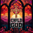 Stained glass window with crucifix and "Child of God" text.