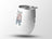 White tumbler with red, white, and blue patriotic design and bow.