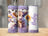 Cow and calf with sunflowers on a purple glitter tumbler.
