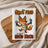 Fox in apron holding wine and rosemary with "Great food is in a good mood" text.