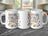 Three mugs with "Spring Vibes Only" text and floral, bee, and rainbow designs.