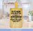 Bamboo cutting board with "Kitchen: The best of times are always found when friends and family gather around" text.