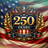 Gold emblem with "250 YEARS 1776-2026" text over US flag.
