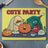 Cute food characters with "CUTE PARTY" text on a yellow background.