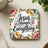 Coaster with "Jesus changes everything" text and floral border.