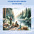 Campers fishing by lake with tent and picnic, sublimation design.
