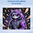 Cat wearing a hoodie and sunglasses, surrounded by purple and gold splashes.
