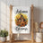 White towel with sunflowers, birdhouse, and "Autumn Blessings" text.