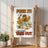 Chicken with fork in hand, holding takeout containers, "Fork It! Let's Order Take Out" text.