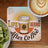 Coffee cup graphic with "Life Begins After Coffee" quote and latte art.
