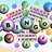 Bingo cards and balls with numbers and letters B, N, G, O.