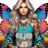 Woman with butterfly wings and colorful tattoos, text "Be the one who decided to go for it".