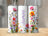 Three tumblers with floral designs and the name "Jasmine" on the middle tumbler.