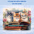 Three kittens sit on a stack of books with roses and foliage.