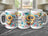 Three mugs with sunflowers, hearts, and "Best Mom Ever" text.