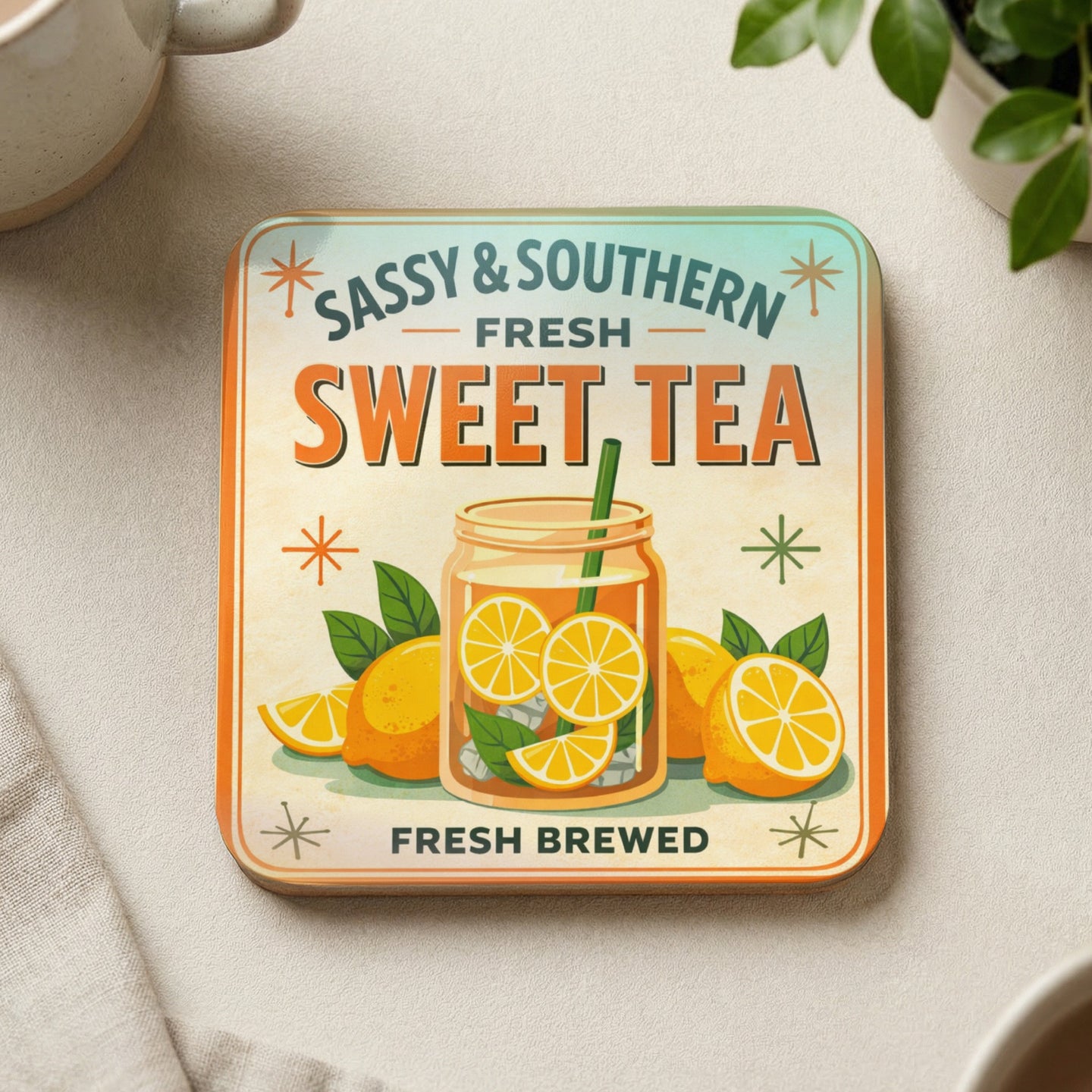 Sassy & Southern Fresh Sweet Tea with oranges and a straw.