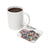 White mug and square coaster with tattooed woman and text "The World Is A Better Place with you in it."