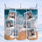 Family beach photos displayed on a triple tumbler with ocean waves and sand.