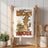 Waffle towel with a cartoon goat in an apron holding a wine glass.