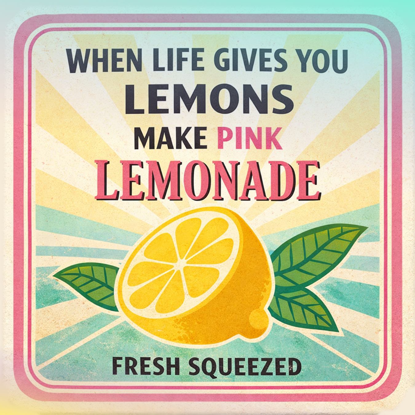 When life gives you lemons, make pink lemonade, fresh squeezed.