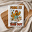 Chicken character with arms raised, holding takeout containers, text "FORK IT! Let's order TAKE OUT".