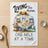 Camper with sunflowers and text "Living the dream one mile at a time".