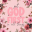 Pink floral arrangement with "Put God First in All Things" text.