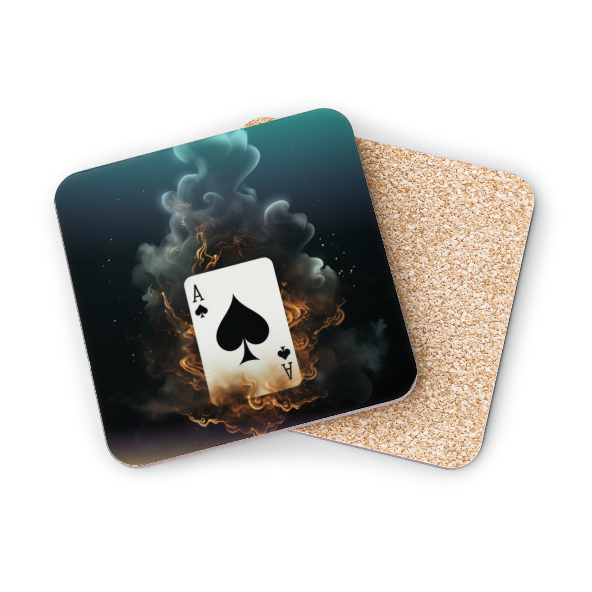 Ace of spades on a dark background with fire and smoke.