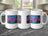 White mug with "Happy Father's Day" in neon blue and pink lights.