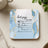 Coaster with "God says YOU ARE" Bible verses and abstract blue and gold design.