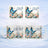 Three mugs with blue butterflies and floral designs, celebrating a birthday.