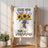 Towel with sunflowers and lavender in a mason jar, reads "Create Your Own Sunshine".