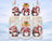 Three Christmas gnomes with candy canes and snowflakes, "Merry Christmas" text.