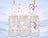 Frosted glass tumbler with pink hearts and a cartoon white cat.