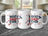 Three white mugs with "BEST DAD EVER" text and graphic elements.
