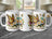 Three mugs with butterflies and "Happy Birthday" text.