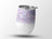White tumbler with pastel iridescent feather pattern.
